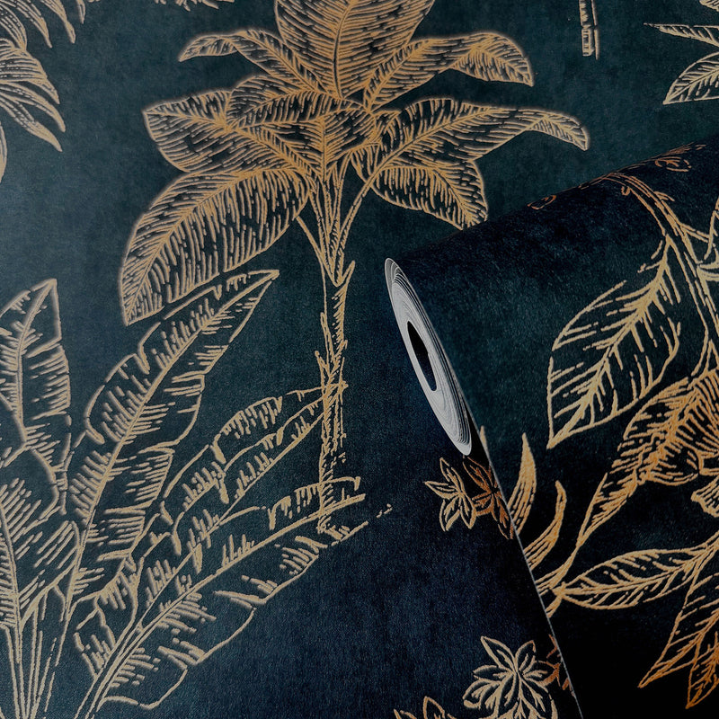 DWP0361-08 Floating Foliage Zen Rose Gold Wallpaper By Galerie