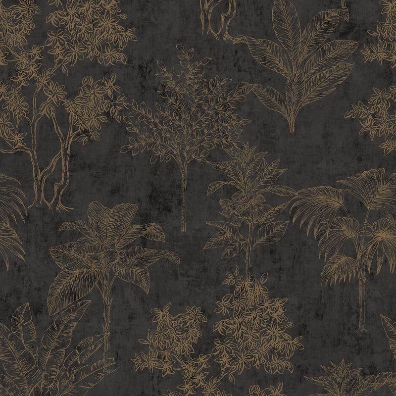 DWP0361-08 Floating Foliage Zen Rose Gold Wallpaper By Galerie