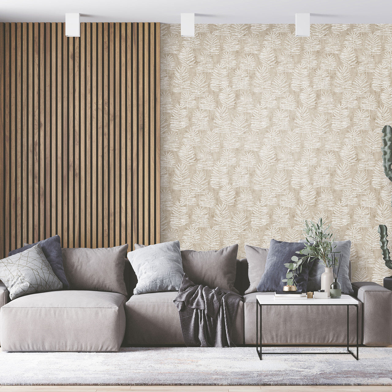 DWP0365-05 Tumbling Leaf Zen Silver Grey Wallpaper By Galerie