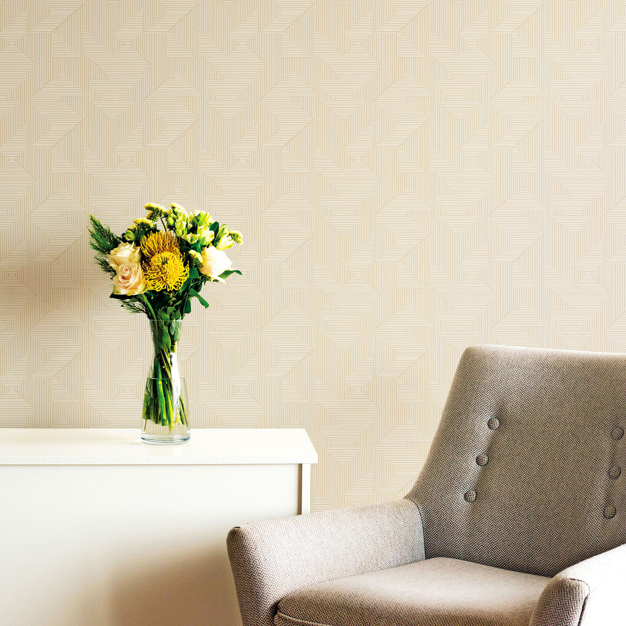 DWP0368-01 Cleopatra Zen Beige Wallpaper By Galerie