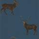 Evesham Deer Arboretum Indigo Wallpaper by Sanderson