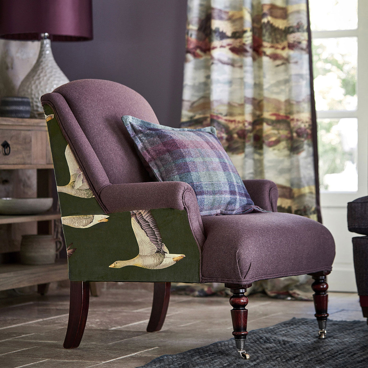 226519 Elysian Geese Arboretum Forest and Fig Fabric by Sanderson