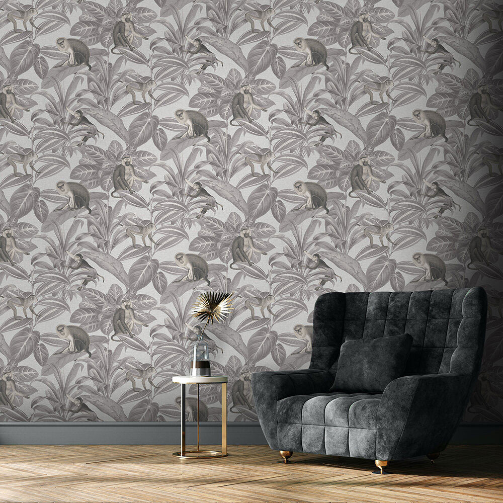 DYW0007 Indian Monkey Discovery Dusk Grey Wallpaper By Sketch Twenty 3