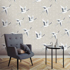 DYW0011 Japanese Cranes Discovery Light Gold Wallpaper By Sketch Twenty 3