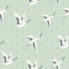 DYW0012 Japanese Cranes Discovery Oriental Green Wallpaper By Sketch Twenty 3