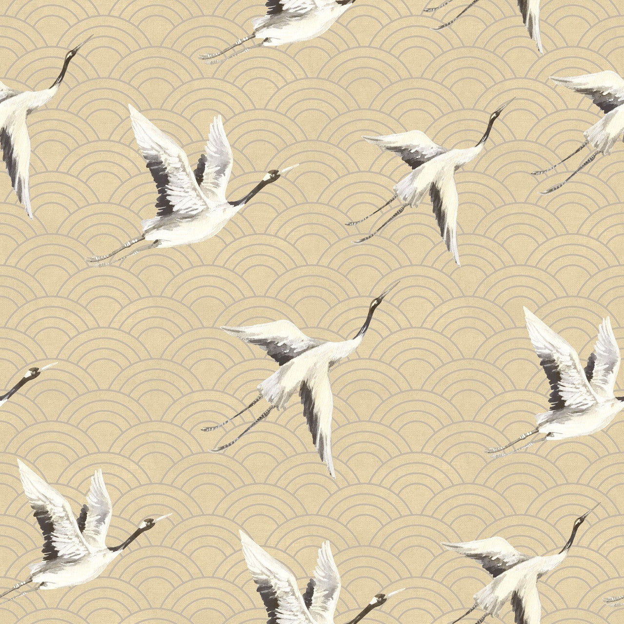 DYW0013 Japanese Cranes Discovery Rich Gold Wallpaper By Sketch Twenty 3