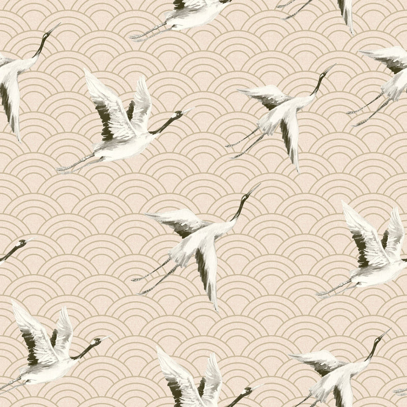 DYW0014 Japanese Cranes Discovery Salmon Wallpaper By Sketch Twenty 3