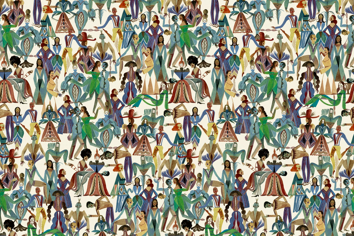 Dancing Parade Cobalt Wallpaper by Christopher Farr Cloth