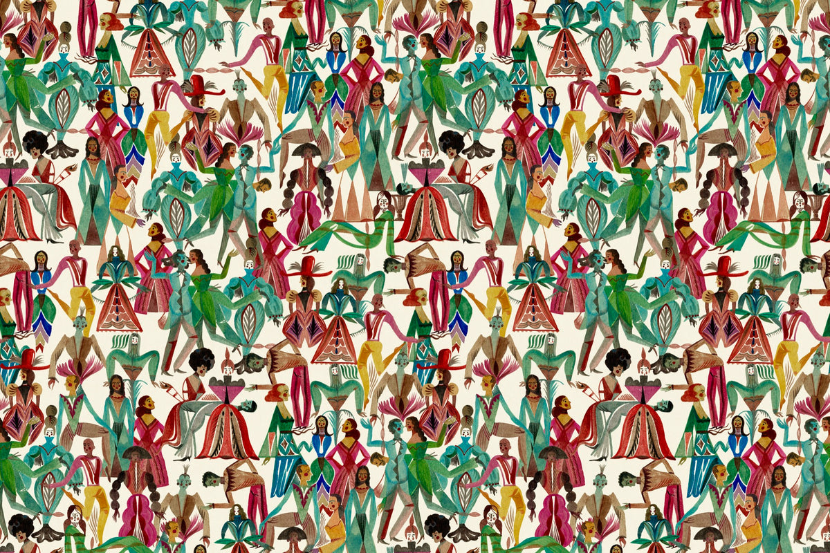 Dancing Parade Fuchsia Wallpaper by Christopher Farr Cloth