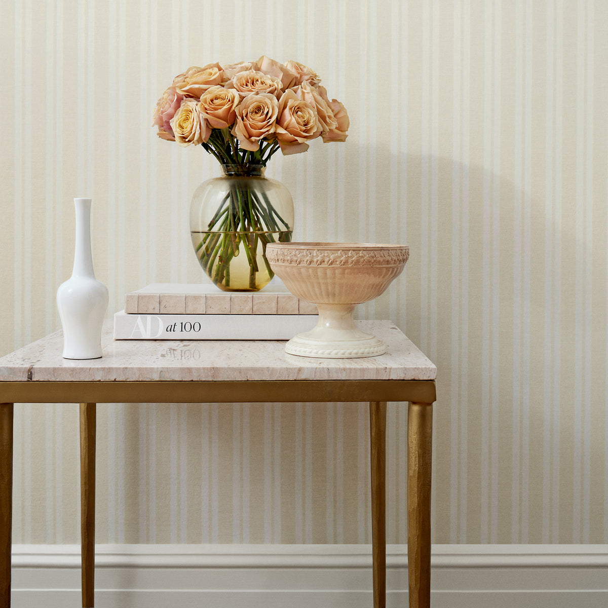 Ryland Stripe Devon Blue Wallpaper by Anna French | AT24599