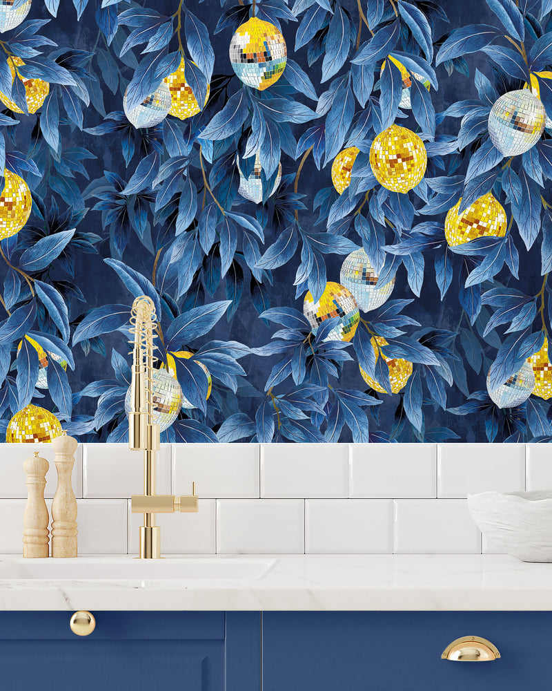 BMGI006/04C Disco Lemons Deep Ocean Wallpaper by Brand McKenzie