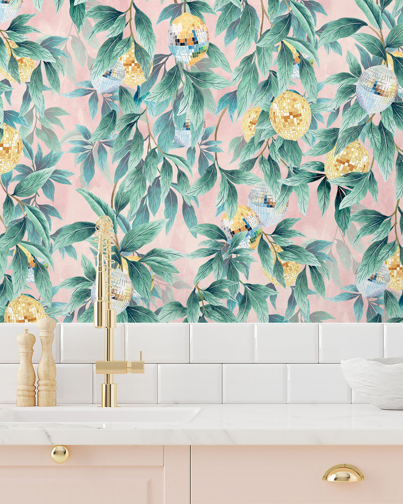 BMGI006/04D Disco Lemons Dusty Teal Wallpaper by Brand McKenzie