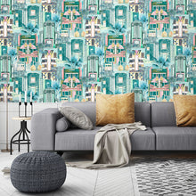 BMHD002/02B Downtown Deco Heart Deco Miami Mint Wallpaper by Brand McKenzie