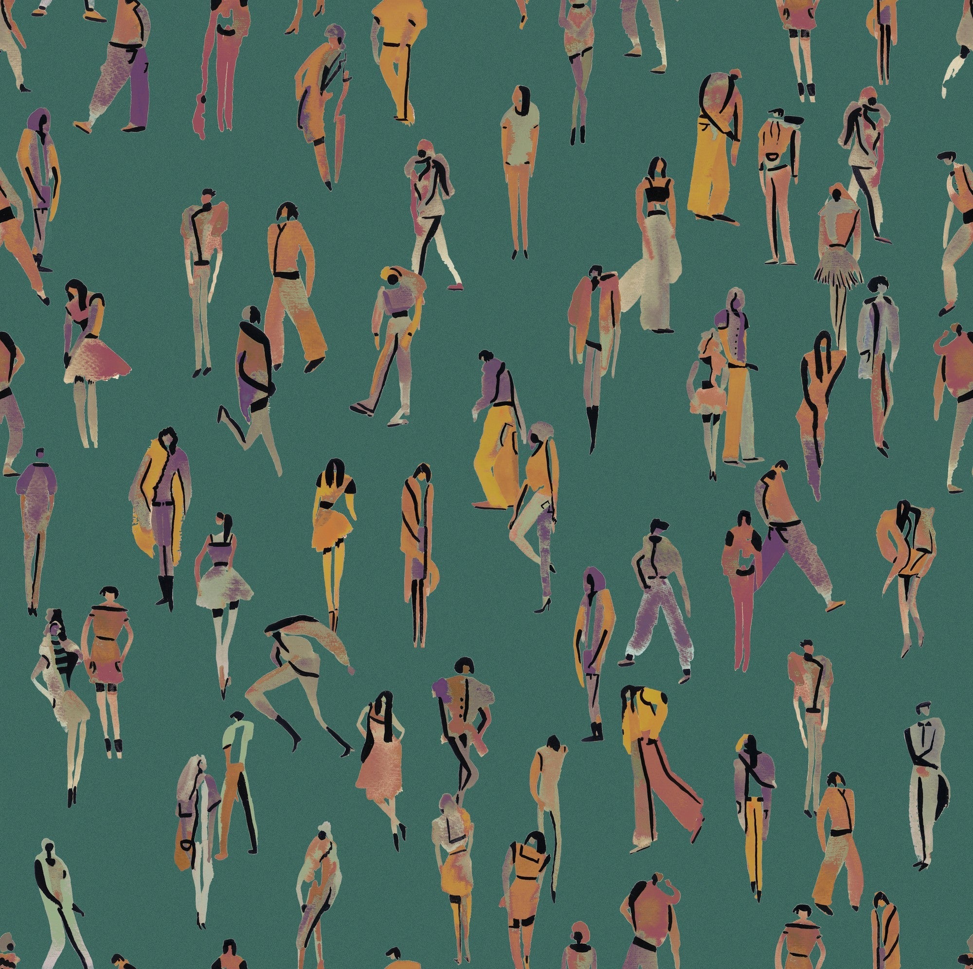 EF4901-4 Unique people Turquoise L'Enfant Terrible Wallpaper by Tres Tintas