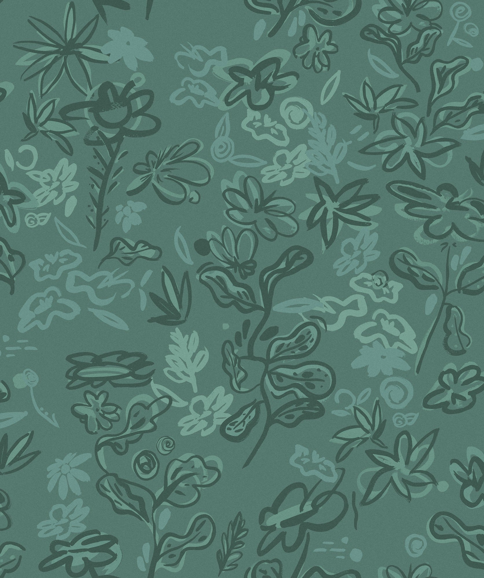 EF4905-2 Crazy Flowers Turquoise L'Enfant Terrible Wallpaper by Tres Tintas