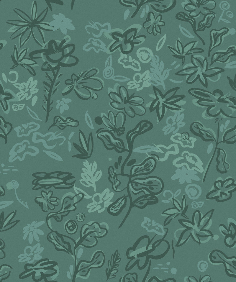 EF4905-2 Crazy Flowers Turquoise L'Enfant Terrible Wallpaper by Tres Tintas