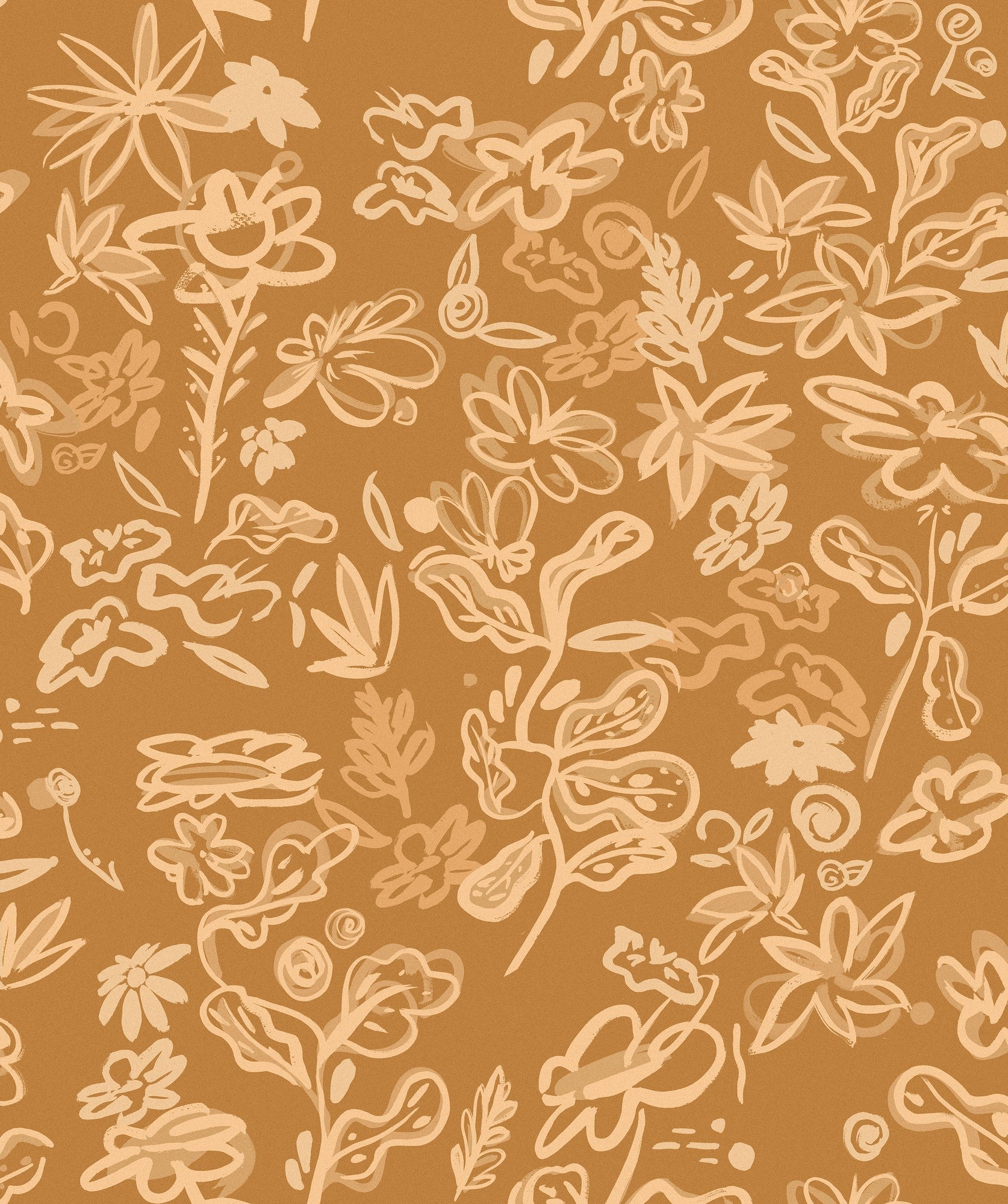 EF4905-3 Crazy Flowers Ochre L'Enfant Terrible Wallpaper by Tres Tintas