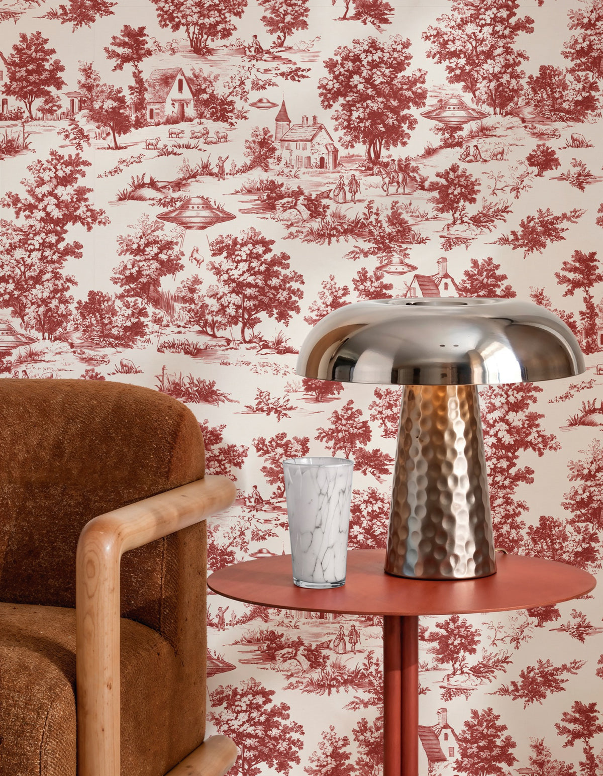 Abduction Toile Maroon Entre Luces Wallpaper by Tres Tintas