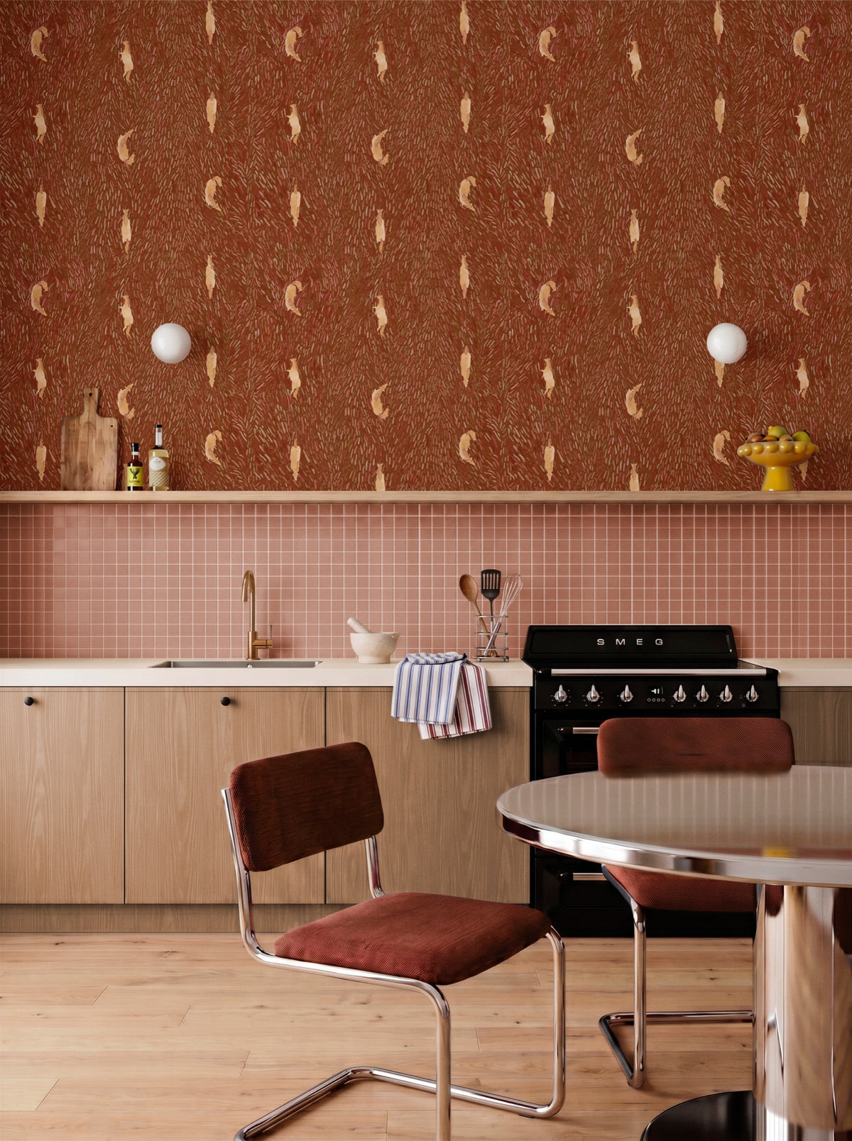 Aliens View Terracotta Entre Luces Wallpaper by Tres Tintas