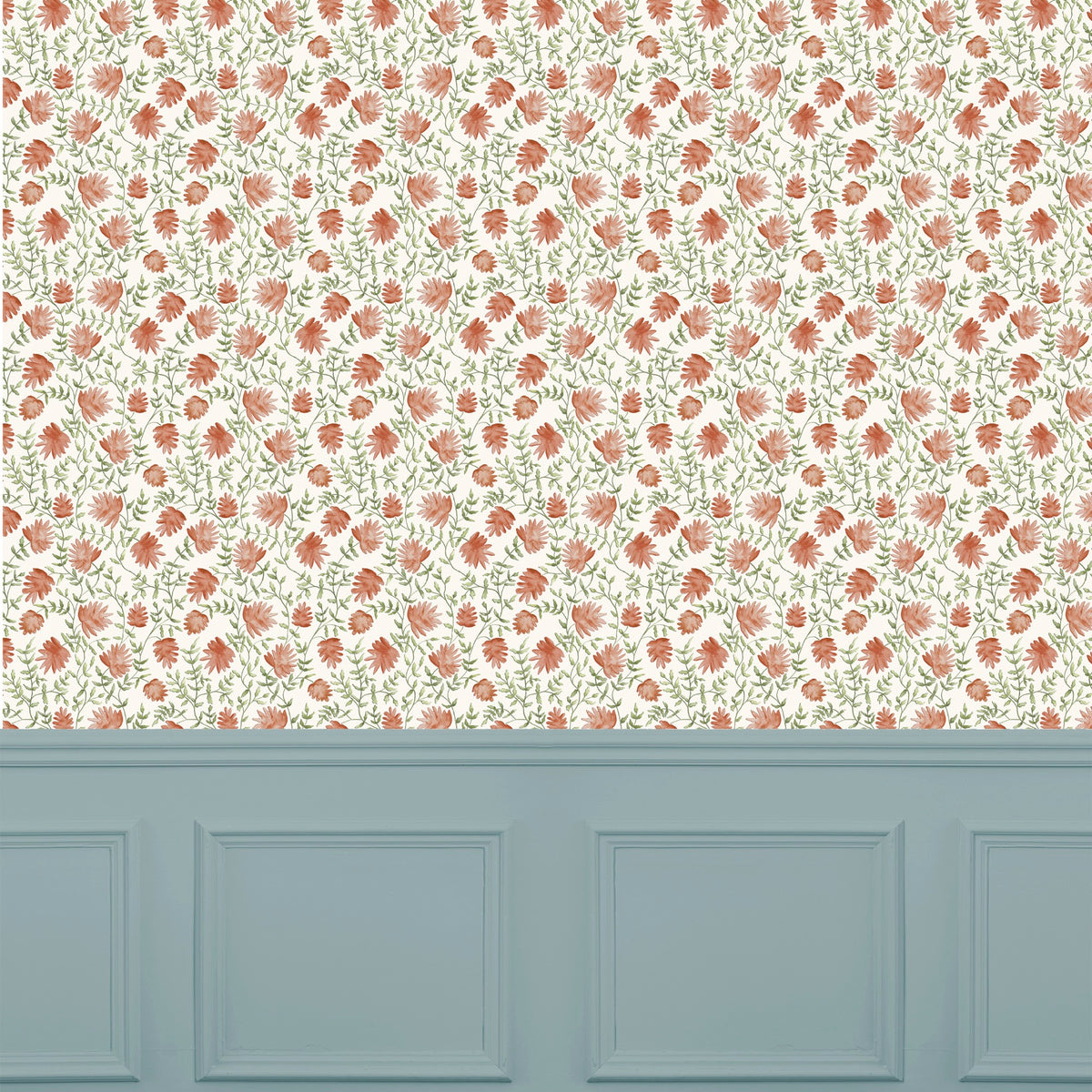 Elai Terracotta Country Folk Wallpaper by Voyage Maison | ELAI/WPO/TER