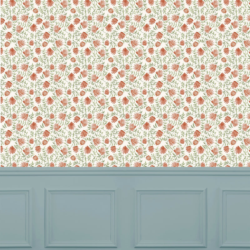 Elai Terracotta Country Folk Wallpaper by Voyage Maison | ELAI/WPO/TER