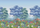 W7810-02 Elysium Mural Rhapsody Aqua Wallpaper by Osborne & Little