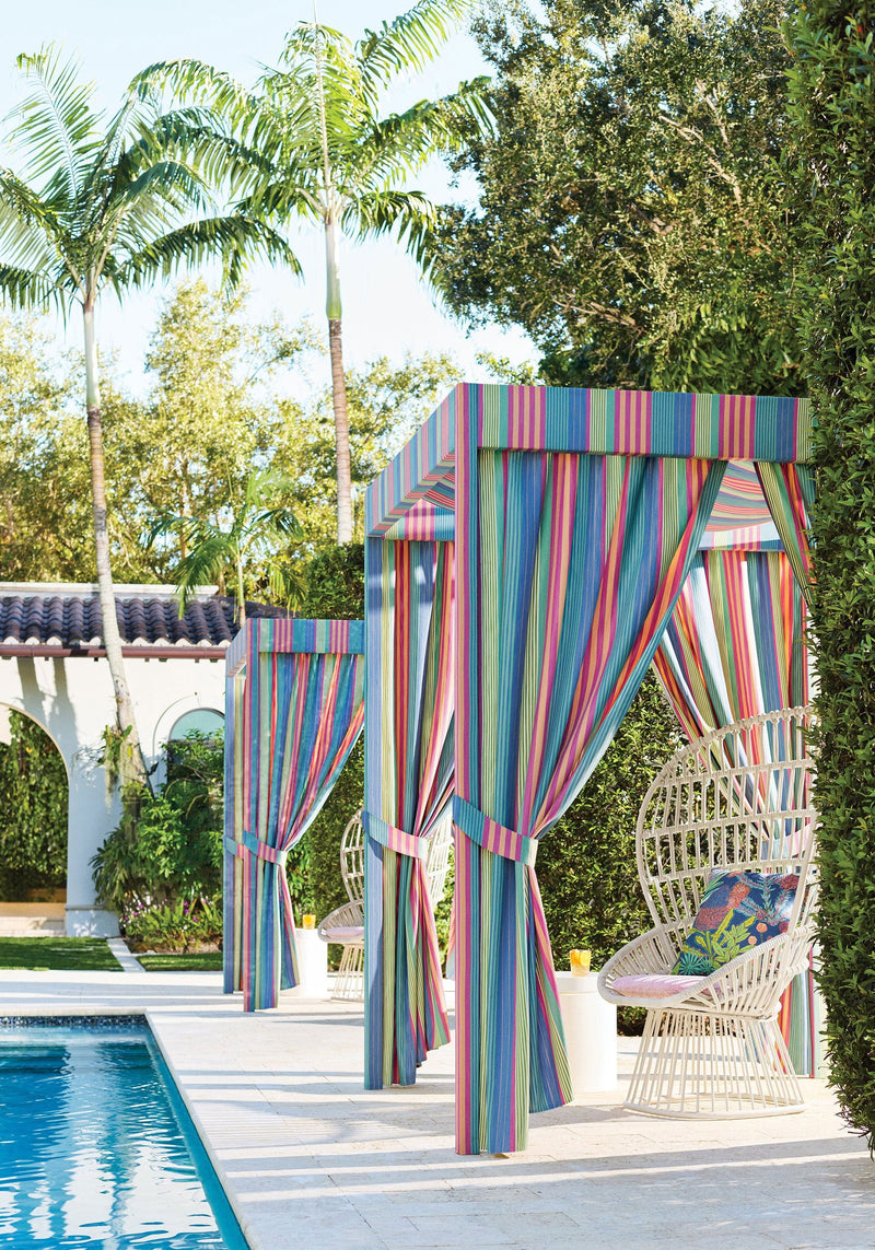 W81704 Esprit Stripe Navy and Sky Soleil Fabric by Thibaut