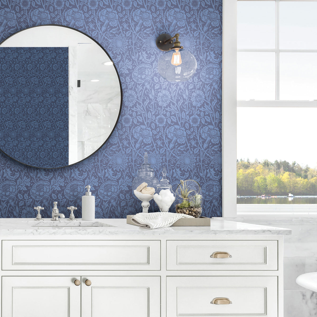 Tonal Floral Trail Arts and Crafts Wallpaper By Galerie