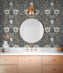 ET12608 Ogee Flora Arts and Crafts Wallpaper By Galerie
