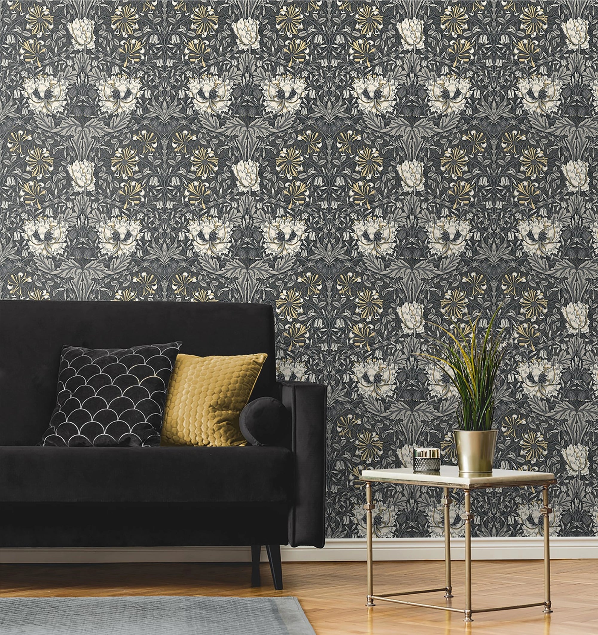 ET12608 Ogee Flora Arts and Crafts Wallpaper By Galerie