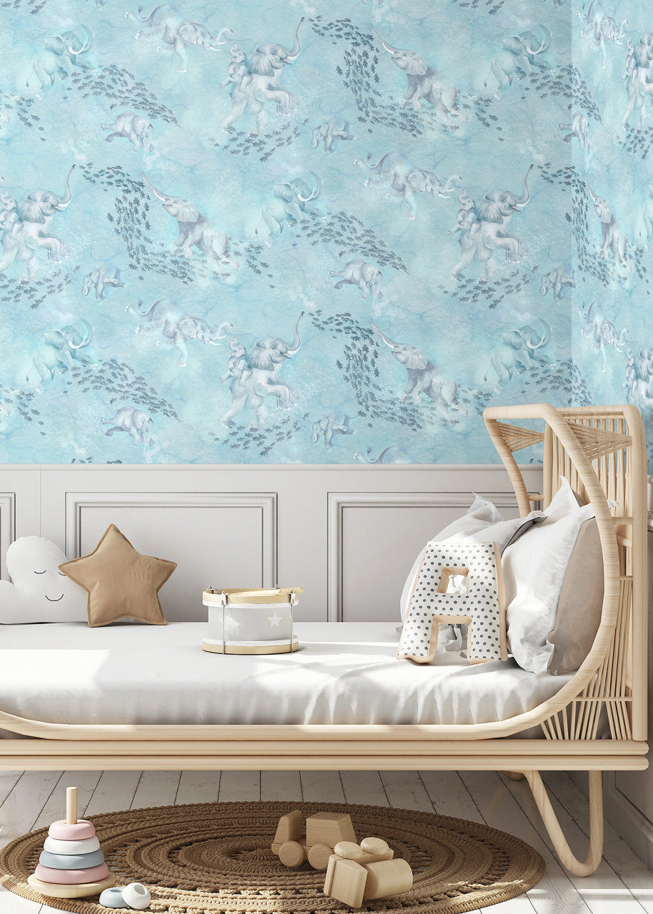 BMPP004/02B Elephant Breaststroke Wallpaper by Brand McKenzie