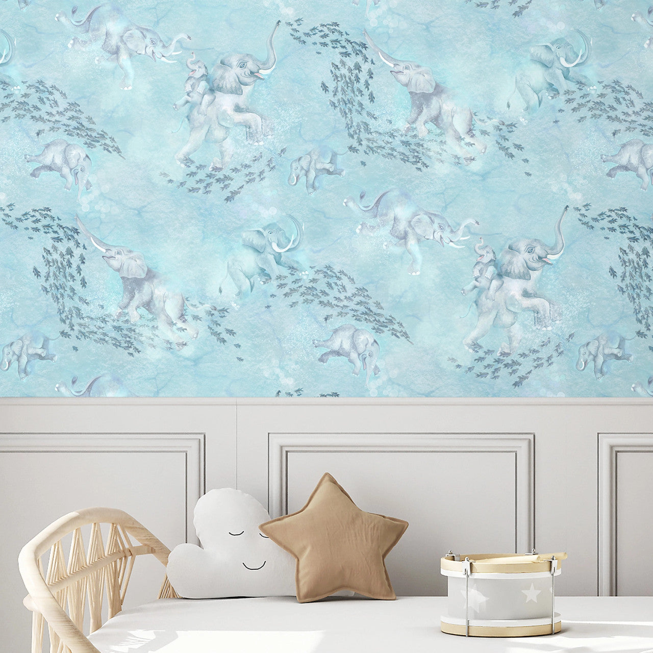 BMPP004/02B Elephant Breaststroke Wallpaper by Brand McKenzie