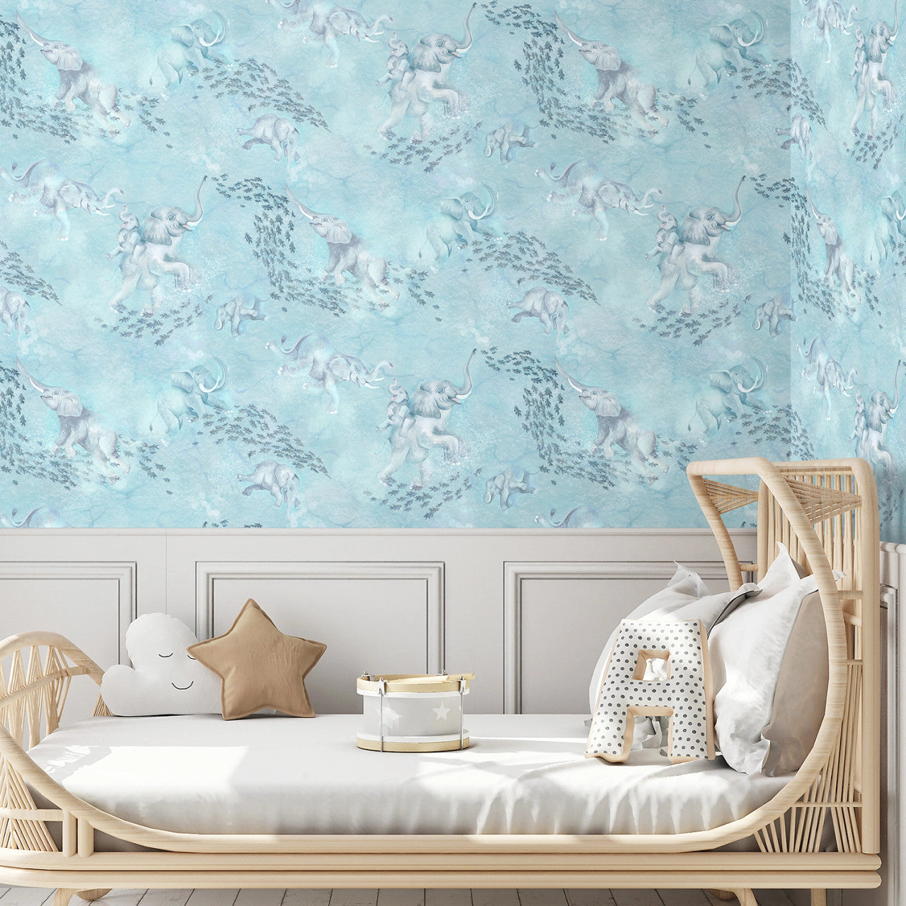BMPP004/02B Elephant Breaststroke Wallpaper by Brand McKenzie