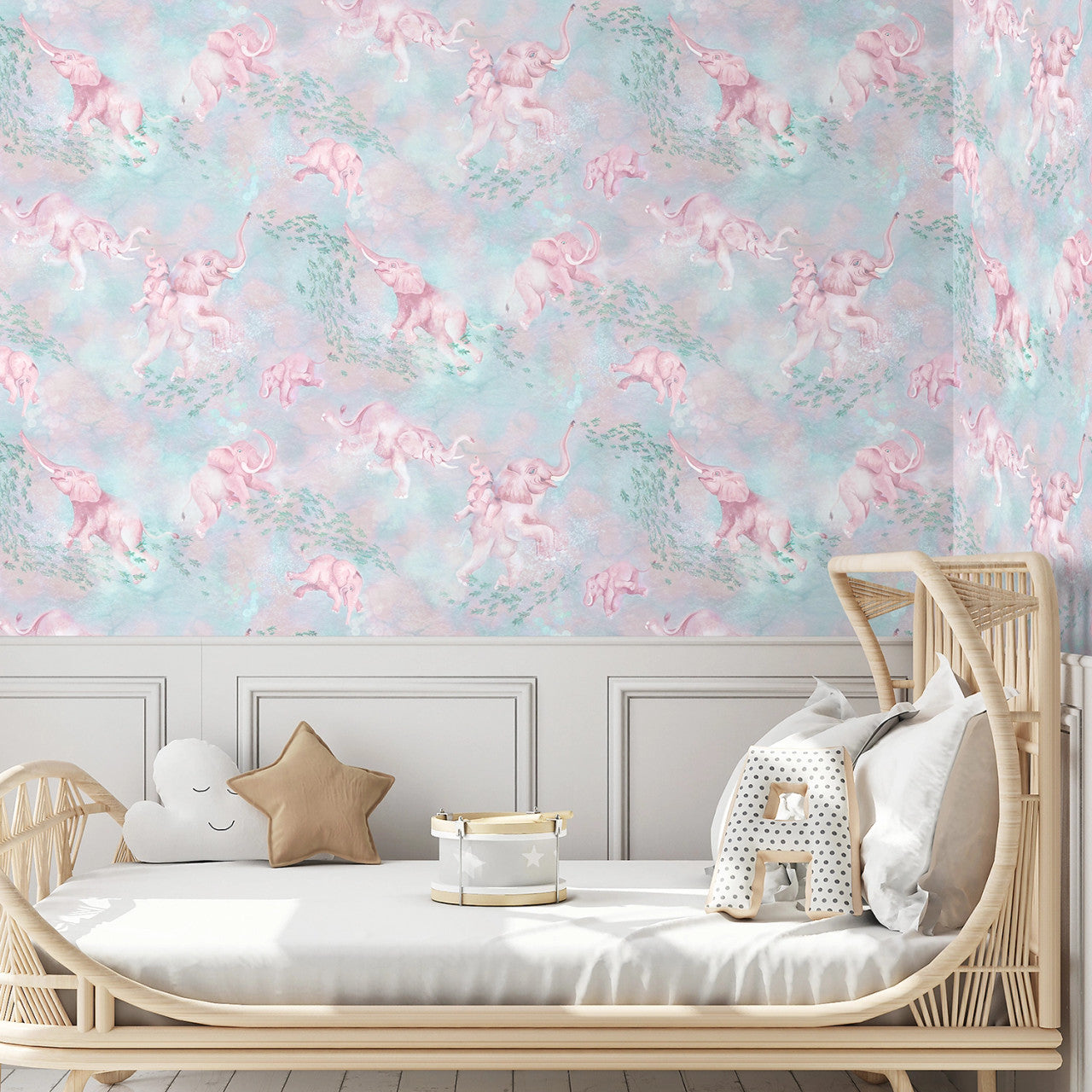 BMPP004/02C Elephant Breaststroke Wallpaper by Brand McKenzie