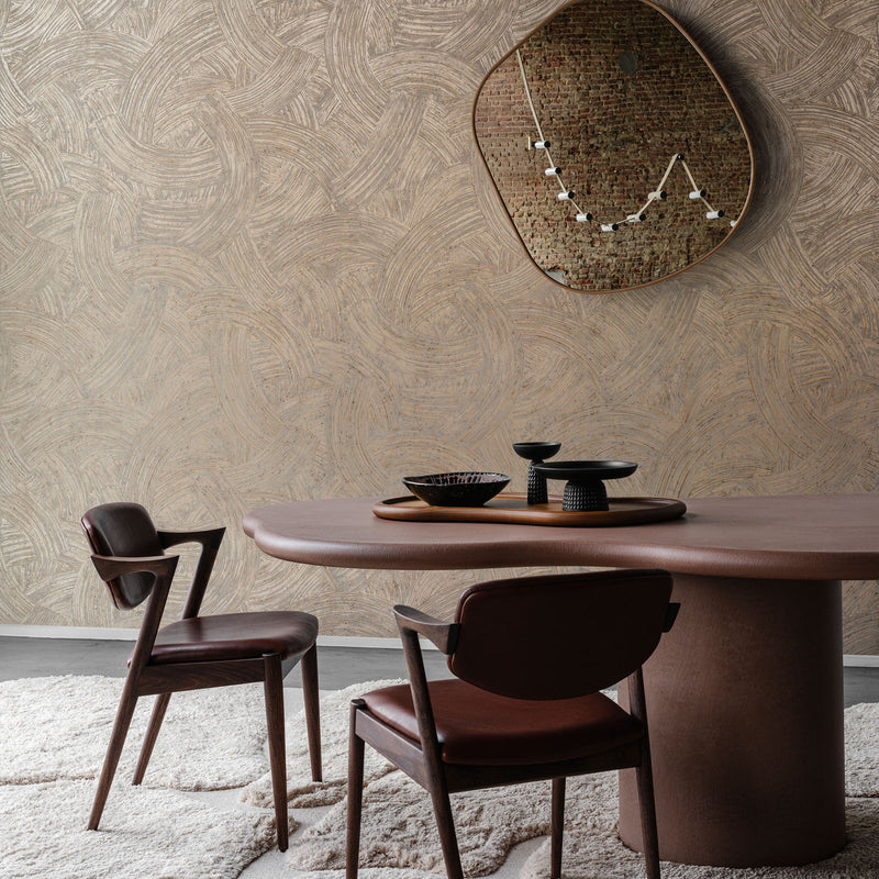 60102A Impasto Emblème Shiny Taupe Wallpaper By Arte
