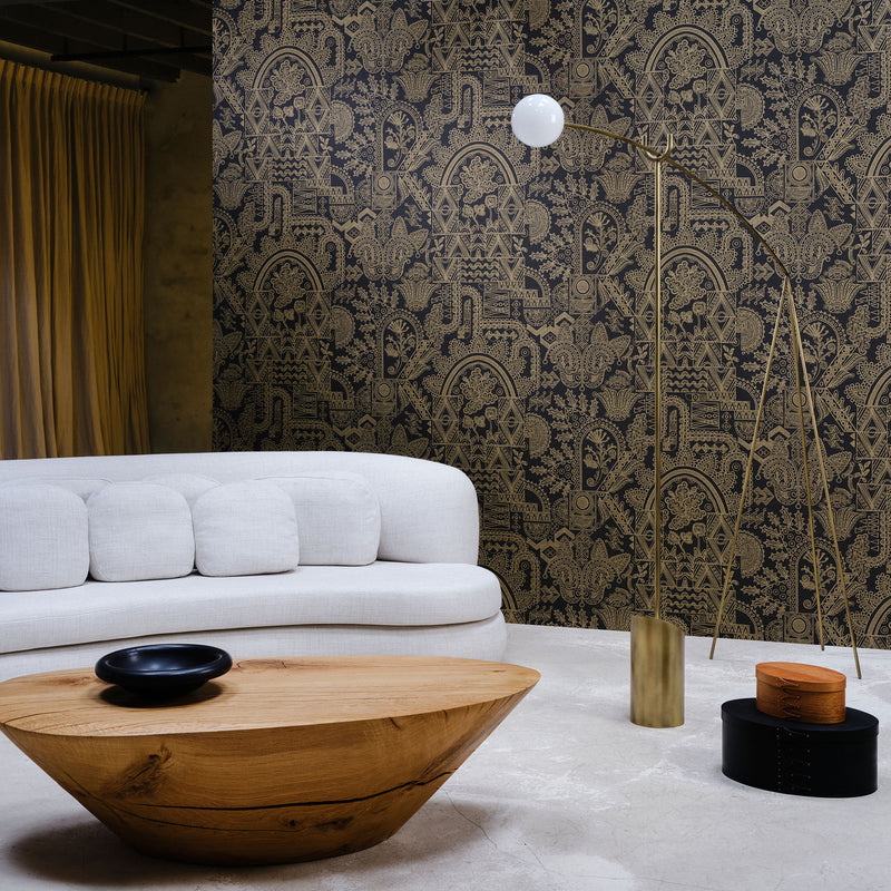 30811 Joie Emblème Black Gold Wallpaper By Arte