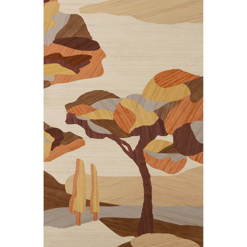 30821 Under the Sycamore Tree Emblème Mahogany Wood Wallpaper By Arte
