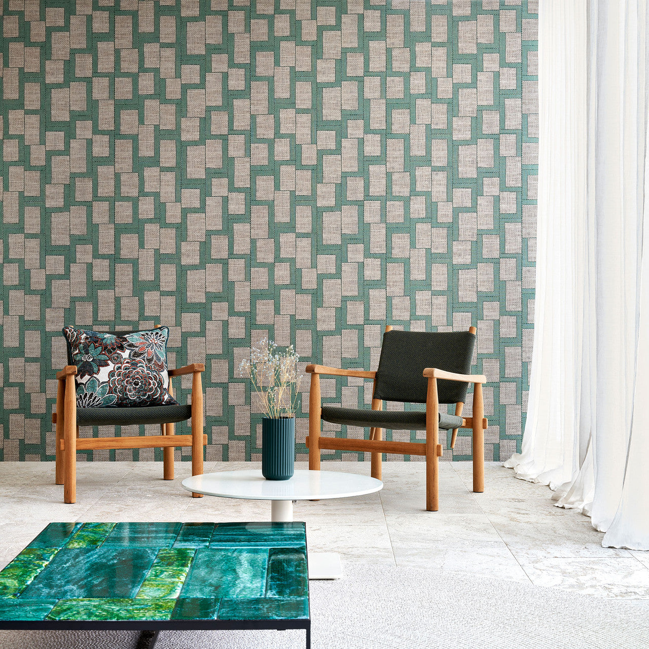 18940 Esparto Africano Essentials Totem Mirtle Grey Wallpaper By Arte