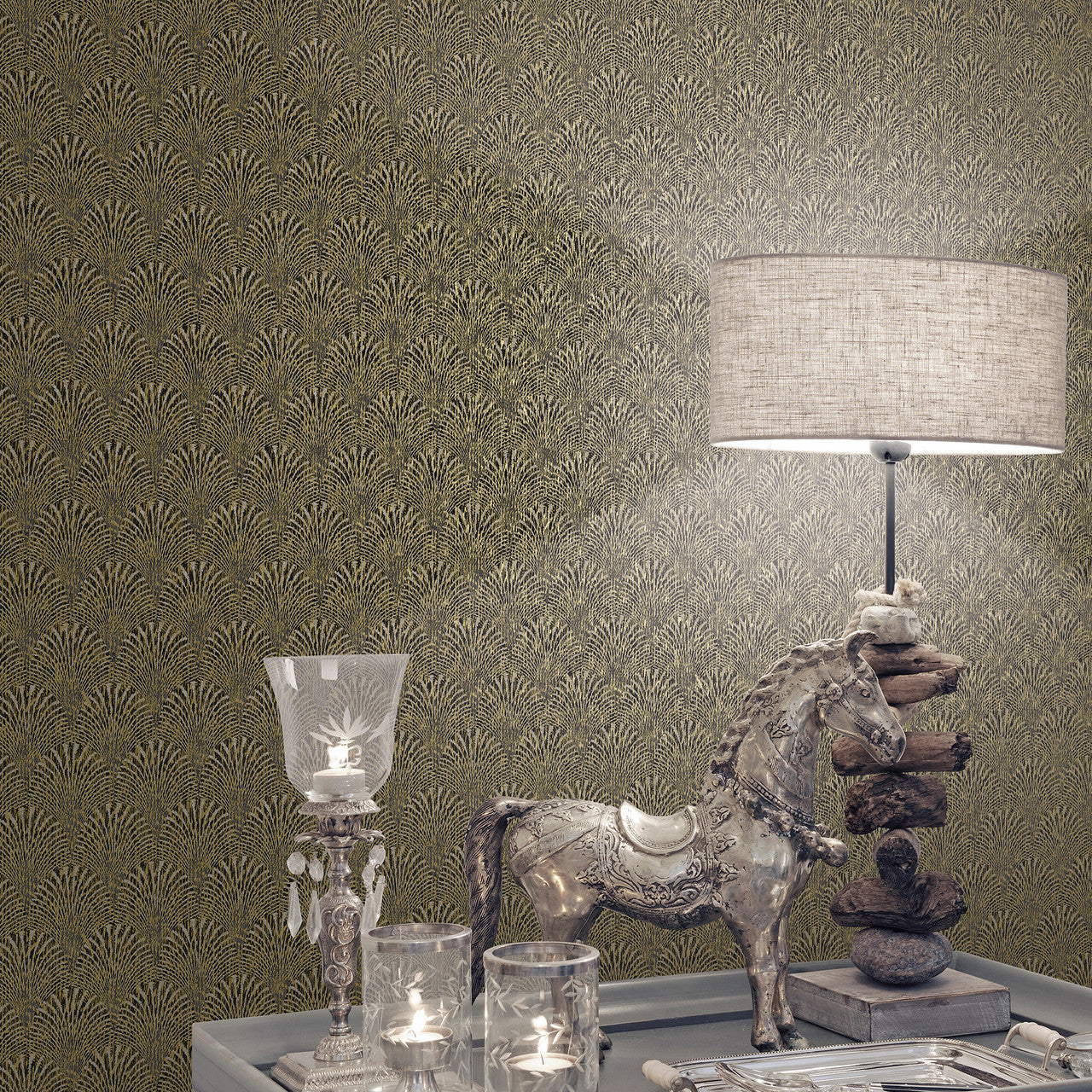 F-AF7004 Fan Boutique Metallic Gold Wallpaper by Galerie