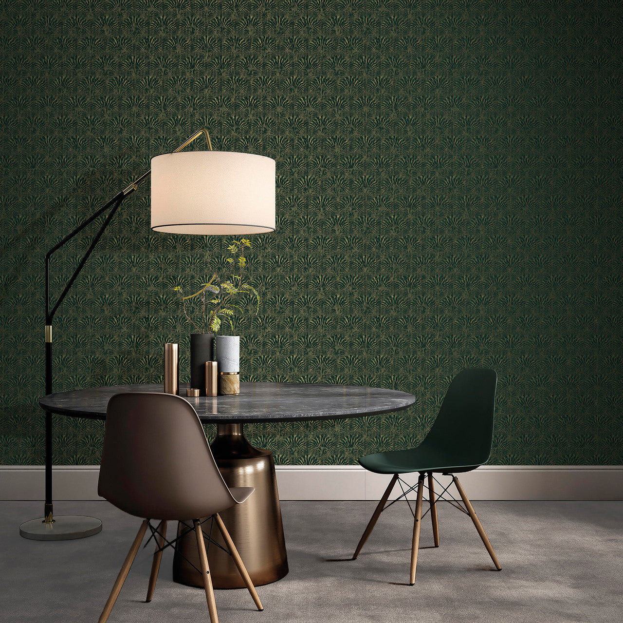 F-AF7006 Fan Boutique Metallic Green Wallpaper by Galerie