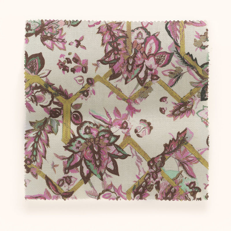F-CT-OL-RS-24 Creeping Trellis Rose Saffron Fabric by Parker & Jules