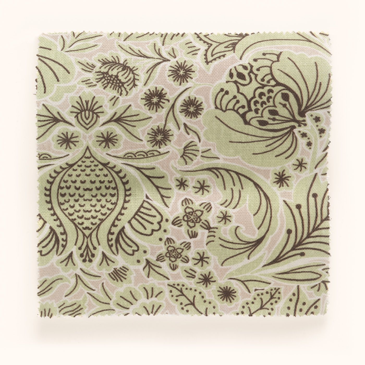 F-FF-OL-PI-24 Folk Floral Pistachio Fabric by Parker & Jules