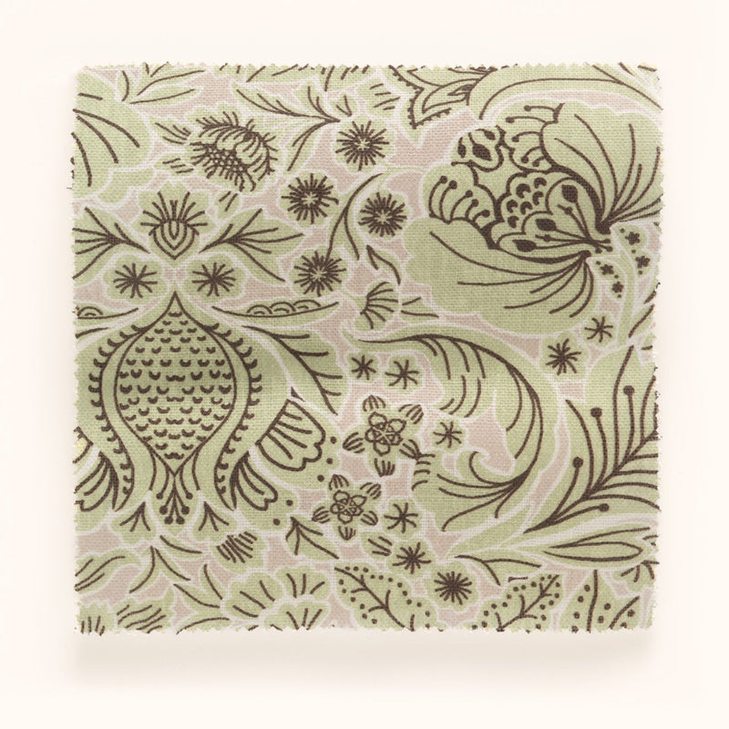 F-FF-OL-PI-24 Folk Floral Pistachio Fabric by Parker & Jules