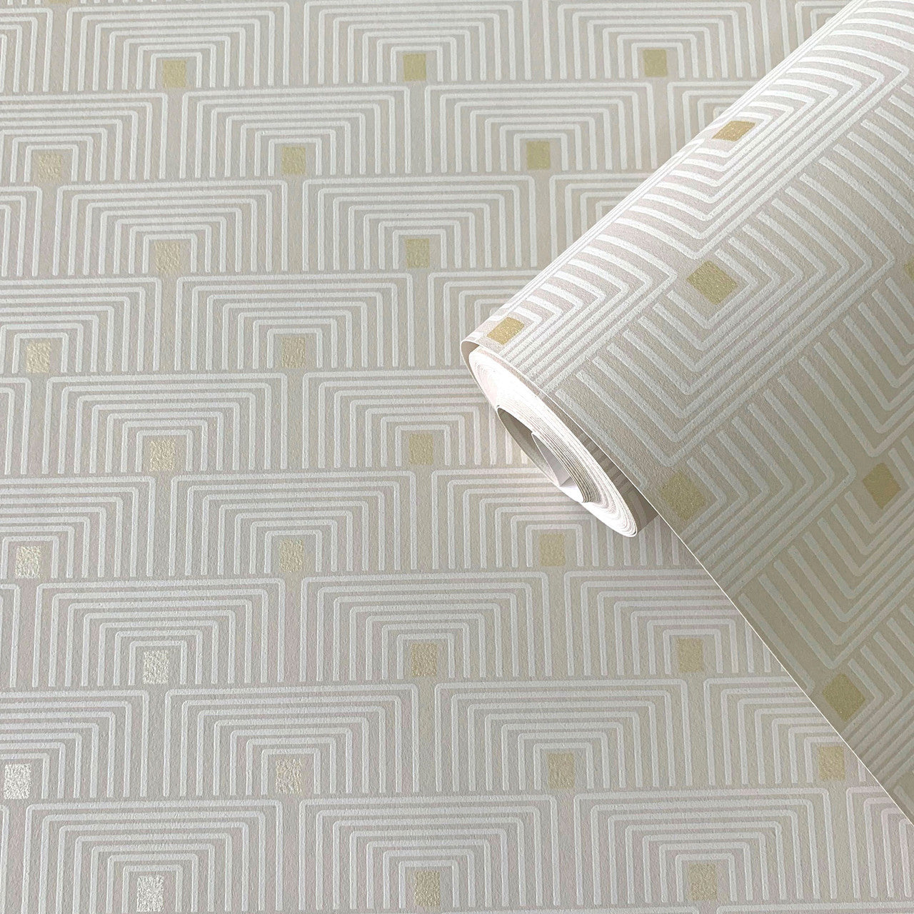 F-PL3001 Geo Key Boutique Metallic Cream Wallpaper by Galerie