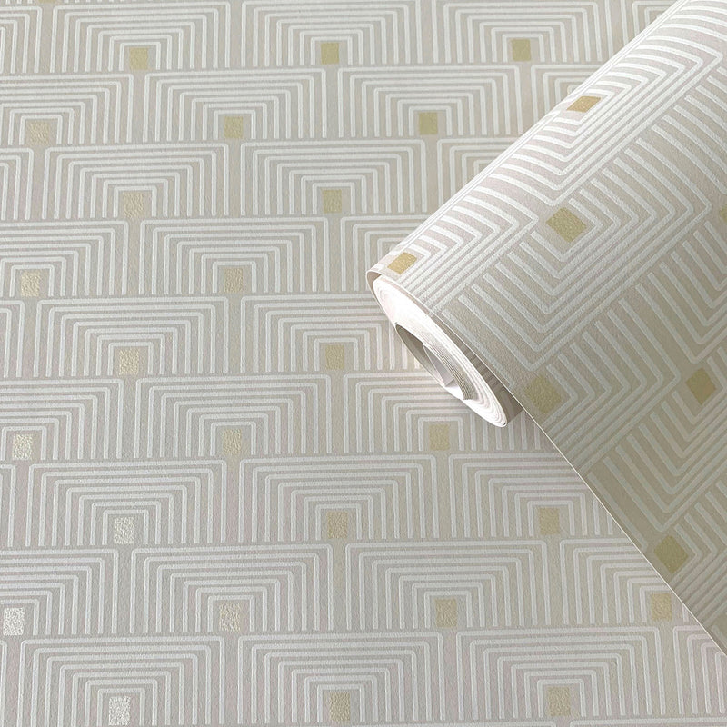 F-PL3001 Geo Key Boutique Metallic Cream Wallpaper by Galerie