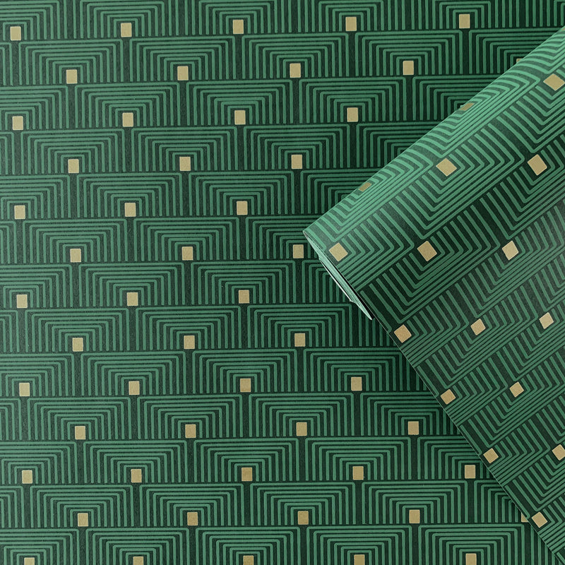F-PL3008 Geo Key Boutique Metallic Green Wallpaper by Galerie