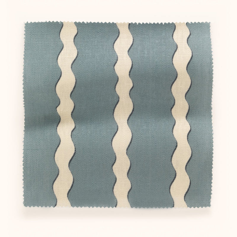 F-SS-OL-SB-24 Scroll Stripe Sky Blue Fabric by Parker & Jules