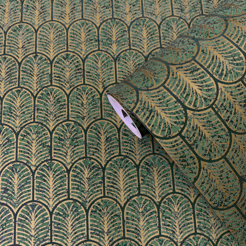 F-VL6006 Lustre Green Wallpaper by Galerie