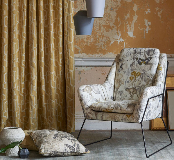 F1300/02 Labyrinth Exotica Citron Fabric by Clarke and Clarke