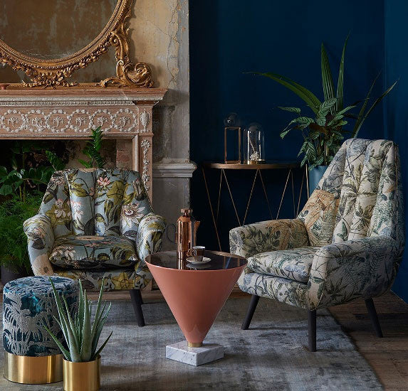 F1301/01 Madagascar Exotica Charcoal/Chartreuse Fabric by Clarke and Clarke